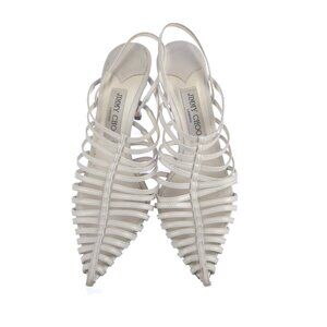Jimmy Choo Leather Cutout Accent Slingback Sandals